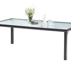 Table De Jardin En Aluminium Avec Plateau En Verre Trempé BlackSun