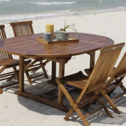 Salon De Jardin En Bois De Teck – 1 Table 170 Cm Et 4 Chaises -Jardelix Soldes Magasin salon jardin teck huile c4 2
