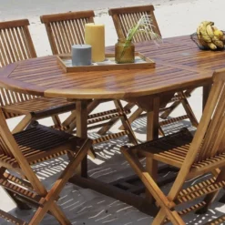Salon De Jardin En Bois De Teck – 1 Table 240 Cm Et 8 Chaises -Jardelix Soldes Magasin salon jardin teck huile c8 3
