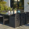 Salon De Jardin En Résine Tressée Encastrable Noir : 1 Table + 8 Fts -Jardelix Soldes Magasin salon resine tresse encastrable 8 places noir pvc 8 n