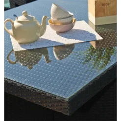 Salon De Jardin En Résine Tressée Encastrable Noir : 1 Table + 8 Fts -Jardelix Soldes Magasin salon resine tresse encastrable 8 places noir pvc 8 n 3