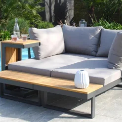 Salon De Jardin 4 Places En Aluminium Et Bois D’Acacia Tokyo -Jardelix Soldes Magasin salon tokyo 02