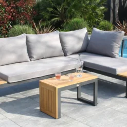 Salon De Jardin 4 Places En Aluminium Et Bois D’Acacia Tokyo -Jardelix Soldes Magasin salon tokyo 05