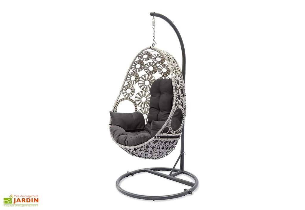 Balancelle De Jardin En Acier Et Résine Tressée Samoa 4 Balancelle De Jardin En Acier Et Résine Tressée Samoa – Image 2