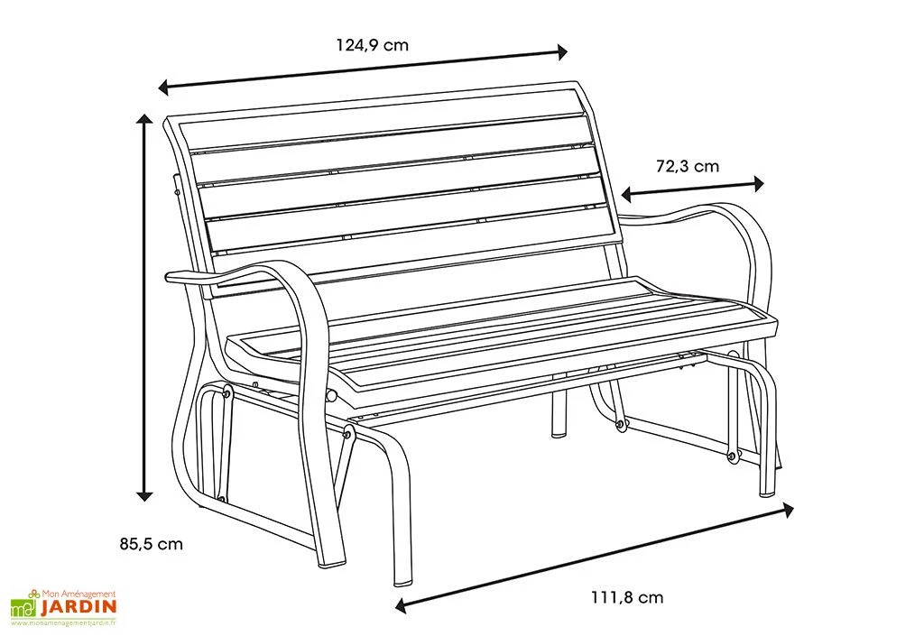 Lifetime Banc De Jardin à Bascule En Acier époxy 124 X 72 X 85 Cm 5 Lifetime Banc De Jardin à Bascule En Acier époxy 124 X 72 X 85 Cm – Image 3