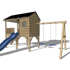 Maison Pour Enfant En Bois Autoclave Avec Toboggan Et Balançoires - Pin 13 Maison Pour Enfant En Bois Autoclave Avec Toboggan Et Balançoires - Pin -Jardelix Soldes Magasin schema de la cabane en bois sur pilotis