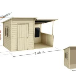 Maisonnette Pour Enfant En Bois Brut Avec Auvent – San Diego 7 Maisonnette Pour Enfant En Bois Brut Avec Auvent – San Diego -Jardelix Soldes Magasin schema dimensions cabane pour enfant san diego