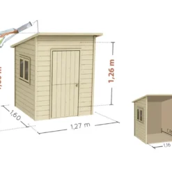 Maisonnette Pour Enfant En Bois Brut – Santa Monica -Jardelix Soldes Magasin schema dimensions maisonnette pour enfant santa monica