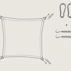 Nesling Voile D’ombrage Carré En Polyéthylène Coolfit – 5 M -Jardelix Soldes Magasin schema montage toile carre 1