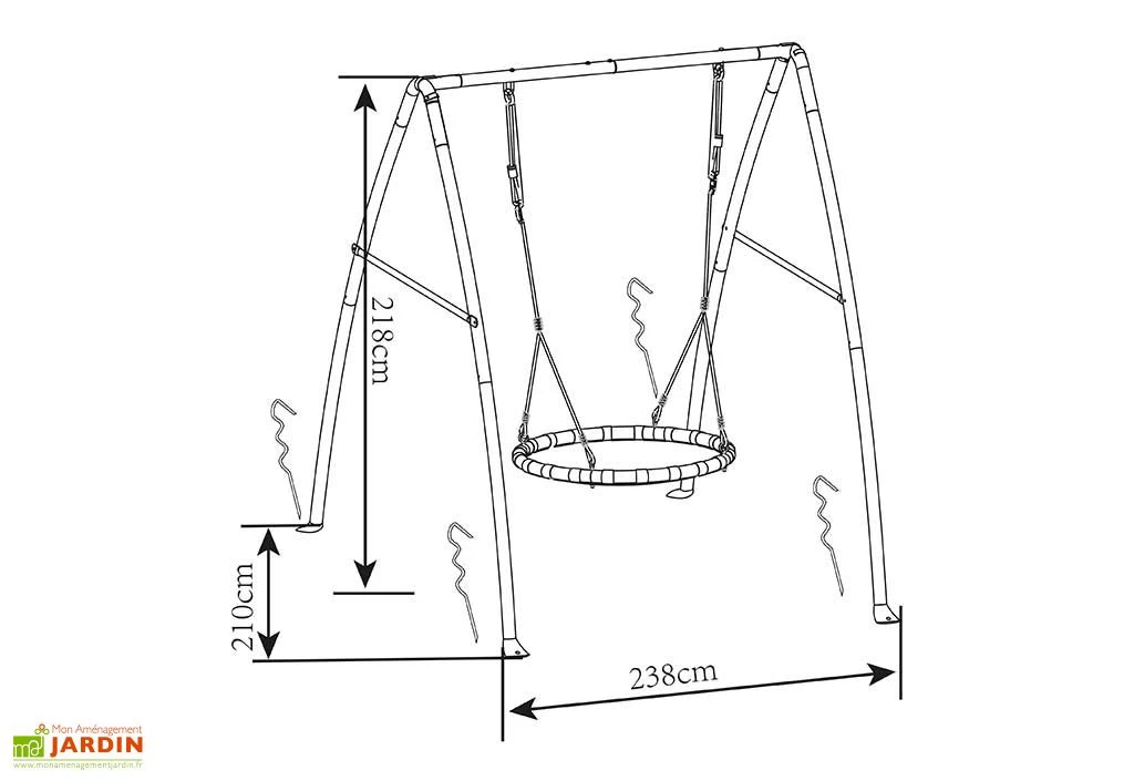Axi Portique Balançoire Nid D’oiseau En Acier – 238 X 210 X 218 Cm 6 Axi Portique Balançoire Nid D’oiseau En Acier – 238 X 210 X 218 Cm – Image 4