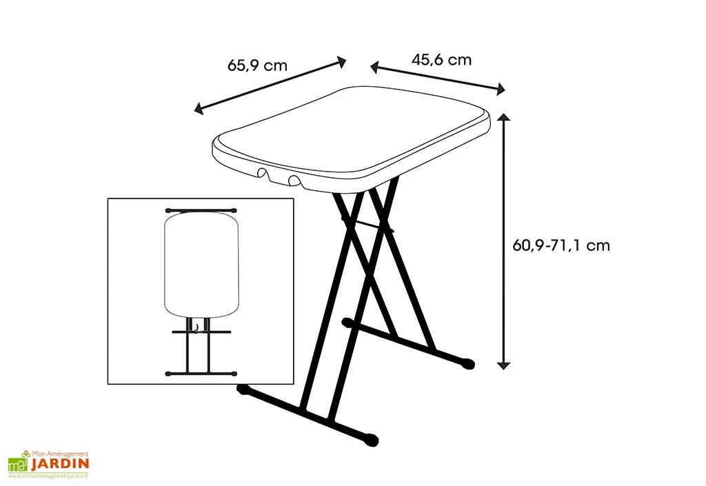 Lifetime Table Pliante Ajustable En Hauteur En Acier Et PEHD 65 X 45 Cm 5 Lifetime Table Pliante Ajustable En Hauteur En Acier Et PEHD 65 X 45 Cm – Image 3