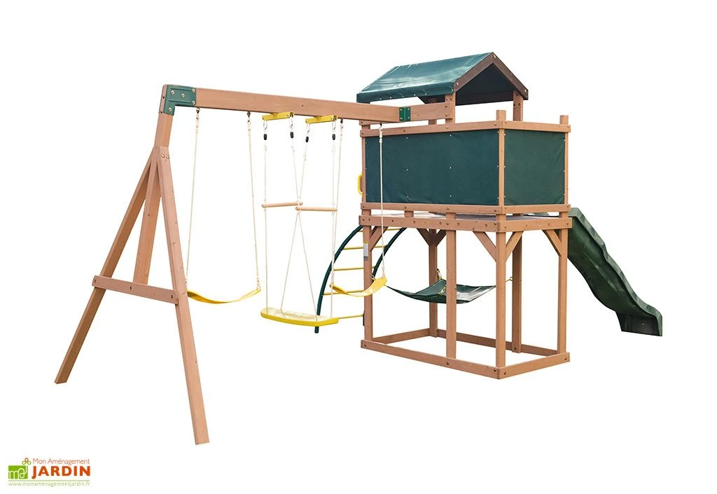 KidKraft Aire De Jeux En Bois Portique Balançoires Et Toboggan – Hideway Haven 3 KidKraft Aire De Jeux En Bois Portique Balançoires Et Toboggan – Hideway Haven – Image 2