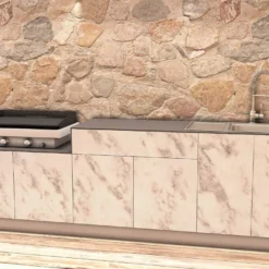 Cuisine Extérieure En Bois Et Aluminium 282 X 61 Cm Statuario