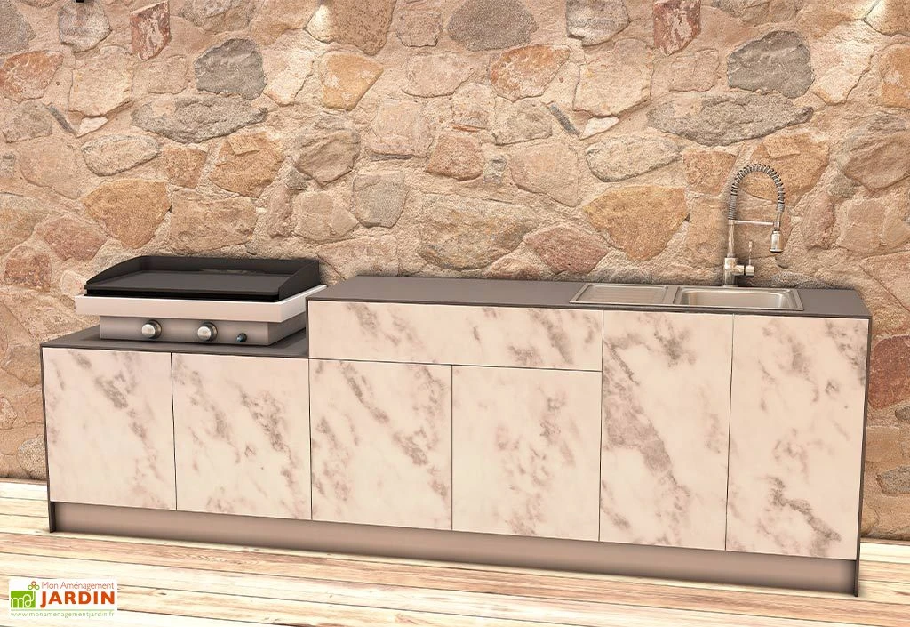 Cuisine Extérieure En Bois Et Aluminium 282 X 61 Cm Statuario 3 Cuisine Extérieure En Bois Et Aluminium 282 X 61 Cm Statuario