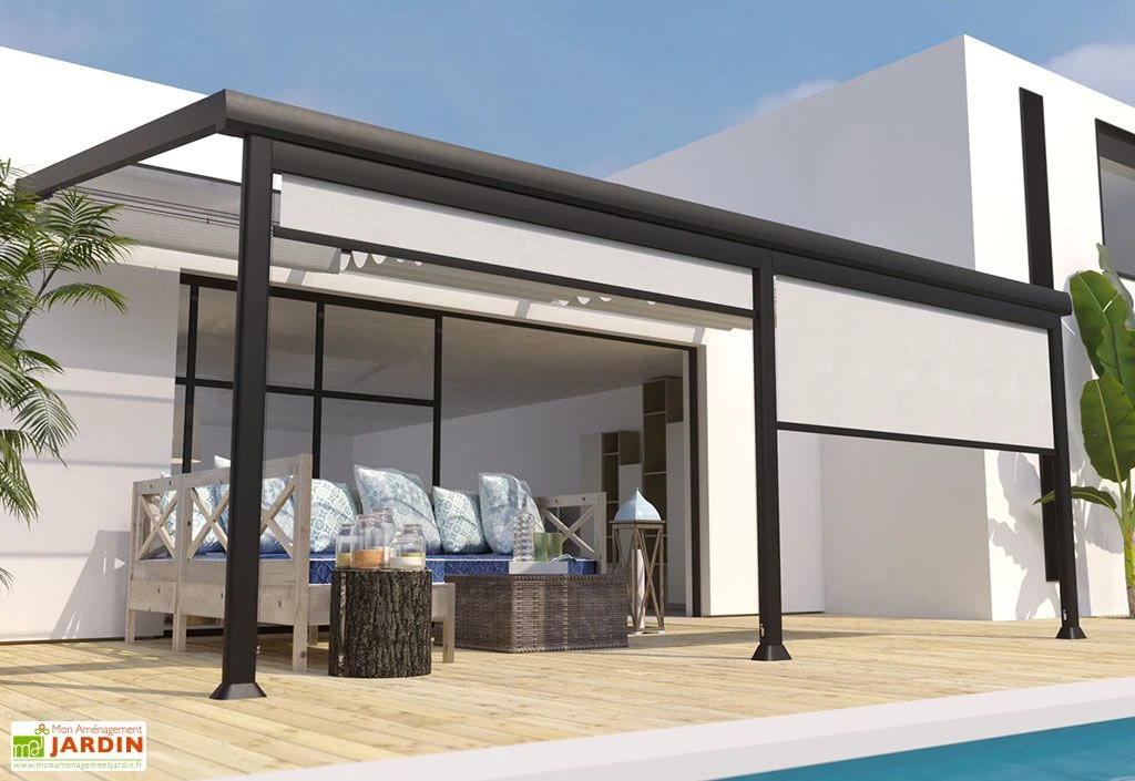 Store Brise-vue En Textilène Coulissant Pour Pergola Athezza Ou Edena 4 Store Brise-vue En Textilène Coulissant Pour Pergola Athezza Ou Edena – Image 2