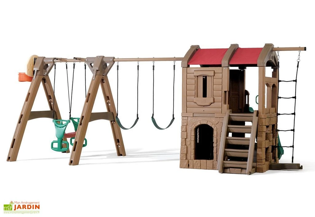 Step2 Aire De Jeux Adventure Lodge Play Center : Portique, Cabane, Toboggan 4 Step2 Aire De Jeux Adventure Lodge Play Center : Portique, Cabane, Toboggan – Image 2