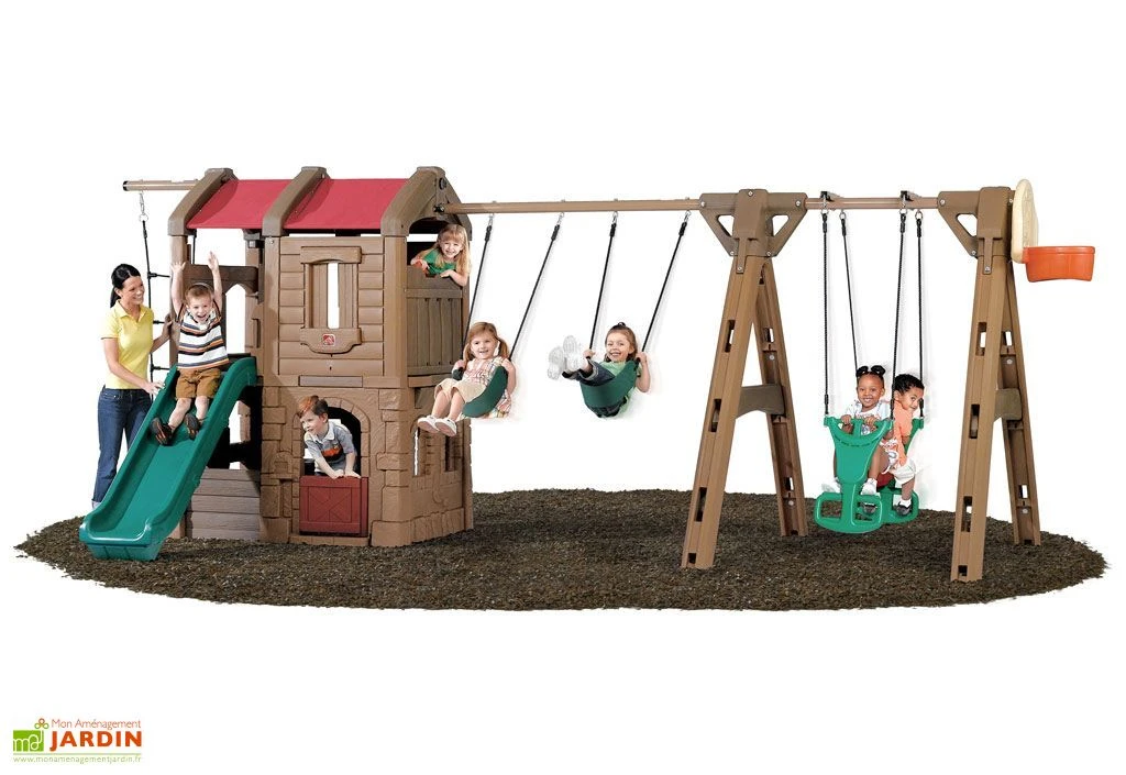 Step2 Aire De Jeux Adventure Lodge Play Center : Portique, Cabane, Toboggan 5 Step2 Aire De Jeux Adventure Lodge Play Center : Portique, Cabane, Toboggan – Image 3