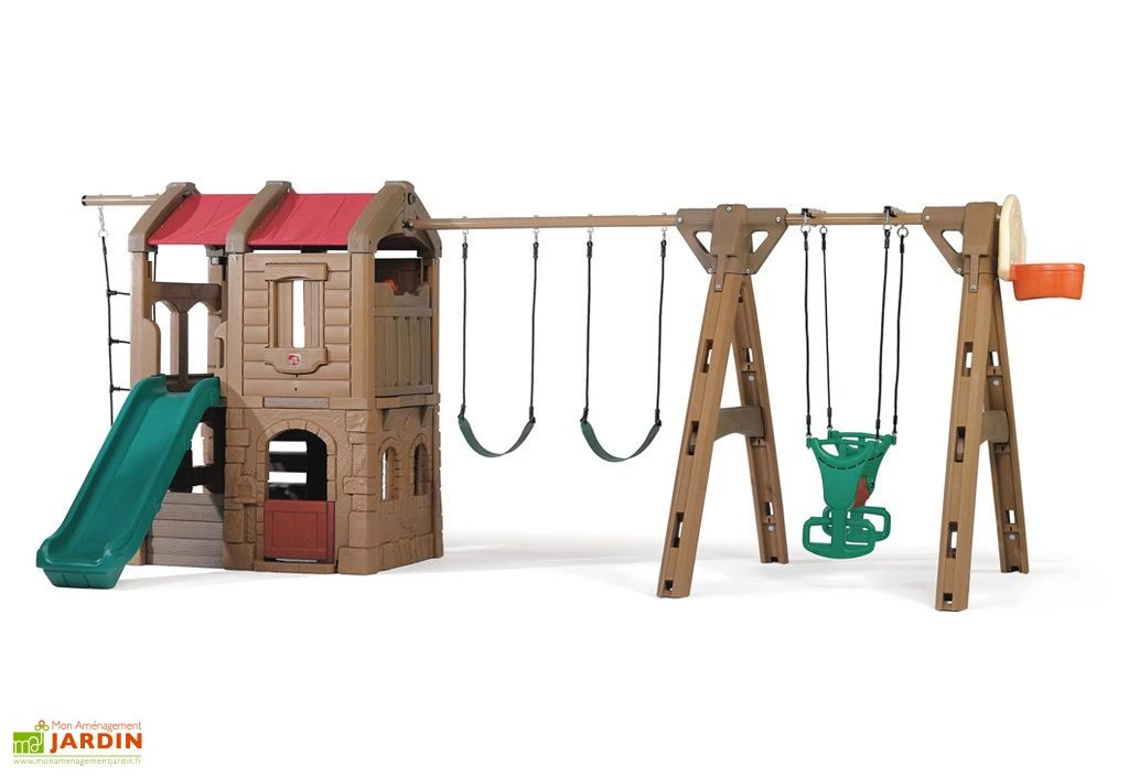 Step2 Aire De Jeux Adventure Lodge Play Center : Portique, Cabane, Toboggan 3 Step2 Aire De Jeux Adventure Lodge Play Center : Portique, Cabane, Toboggan