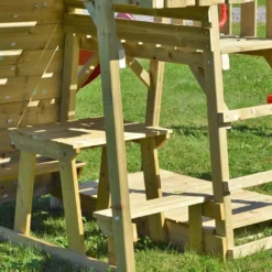 Aire De Jeux En Bois Non Traité Avec Portique Double Et Toboggan - 9,8 M² -Jardelix Soldes Magasin table aire jeux bois wendi toys