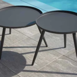 Salon De Jardin 4 Places En Acier Et Corde Tissée Capri -Jardelix Soldes Magasin table basse mobilier jardin acier capri