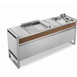 Table De Cuisson En Inox Avec Plancha à Gaz + Feu à Gaz + Friteuse Oasi 205C