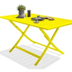 Table De Jardin Pliante Marius 140x80 -Jardelix Soldes Magasin table de jardin jaune 4 personnes aluminium