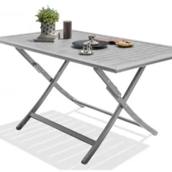 Table De Jardin Pliante Marius 140x80 -Jardelix Soldes Magasin table de jardin pliante aluminium 4 personnes gris metal