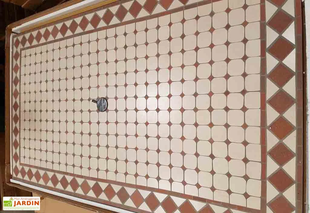 Table De Jardin Rectangulaire En Métal Et Mosaïque 160 X 90 Cm 4 Table De Jardin Rectangulaire En Métal Et Mosaïque 160 X 90 Cm – Image 2