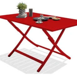 Table De Jardin Pliante Marius 140x80 -Jardelix Soldes Magasin table de jardin rouge aluminium 4 personnes