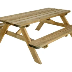 Table De Pique-Nique En Bois Traité Robuste - 6 Places 8 Table De Pique-Nique En Bois Traité Robuste - 6 Places -Jardelix Soldes Magasin table de pique nique robuste bois pin