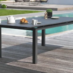 Table En Aluminium Avec Rallonge Automatique Anthracite 180/240 Miami