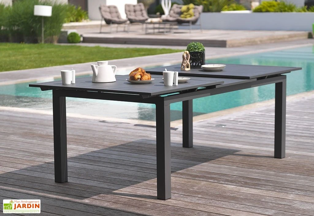 Table En Aluminium Avec Rallonge Automatique Anthracite 180/240 Miami 5 Table En Aluminium Avec Rallonge Automatique Anthracite 180/240 Miami – Image 3