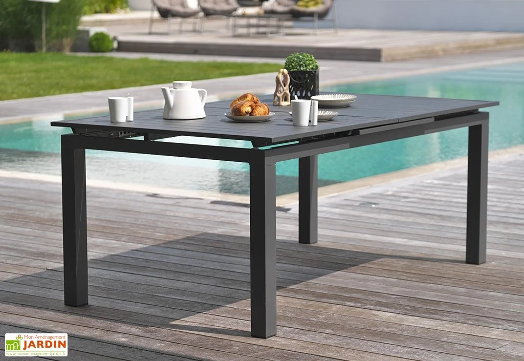 Table En Aluminium Avec Rallonge Automatique Anthracite 180/240 Miami 6 Table En Aluminium Avec Rallonge Automatique Anthracite 180/240 Miami – Image 4