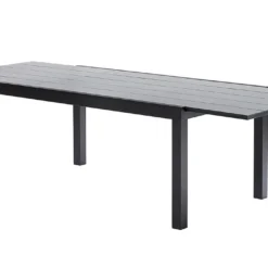 Salon De Jardin HPL Star Noir : Table Extensible Alu + 6 Fauteuils -Jardelix Soldes Magasin table extensible hpl salon de jardin aluminium noir