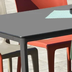 Salon De Jardin : 1 Table Aluminium 120 X 80 Cm + 4 Chaises – Town -Jardelix Soldes Magasin table jardin alu 120x80cm grise meet 1