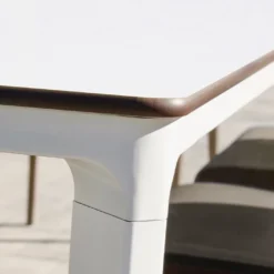 Salon De Jardin : 1 Table Aluminium 120 X 80 Cm + 4 Fauteuils – Dock -Jardelix Soldes Magasin table jardin alu blanche ezpeleta