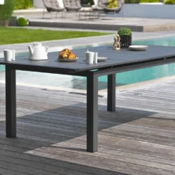 Table De Jardin Miami Avec Rallonge (240/300x100cm) -Jardelix Soldes Magasin table jardin aluminium 240cm rallonge automatique 300cm 1