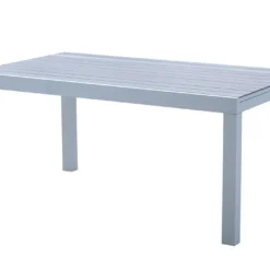 Table De Jardin Aluminium Tulum Blanc Et Aspect Bois