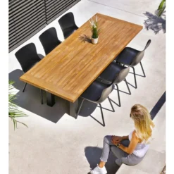 Table De Jardin Bois De Teck Et Aluminium Sophie Yasmani Teak 240 Cm -Jardelix Soldes Magasin table jardin bois teck aluminium sophie yasmani teak 240cm 2