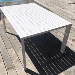 Table De Jardin Extensible En Aluminium Manuela - 100/151 Cm -Jardelix Soldes Magasin table jardin extensible aluminium blanc
