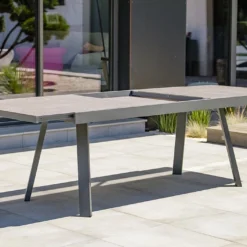Table De Jardin Extensible Aluminium Et Céramique Stockholm 200/300 Cm -Jardelix Soldes Magasin table jardin extensible aluminium ceramique stockholm 200 300 cm 1