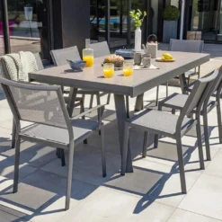 Table De Jardin Extensible Aluminium Et Céramique Stockholm 200/300 Cm -Jardelix Soldes Magasin table jardin extensible aluminium ceramique stockholm 200 300 cm 3