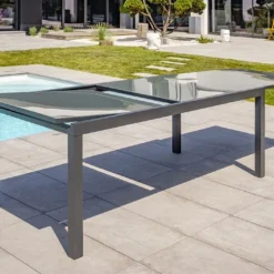 Table De Jardin Extensible Aluminium Et Verre Tolede 200/300 Cm -Jardelix Soldes Magasin table jardin extensible aluminium verre tolede 200 300 cm 1