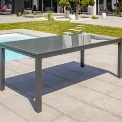 Table De Jardin Extensible Aluminium Et Verre Tolede 200/300 Cm -Jardelix Soldes Magasin table jardin extensible aluminium verre tolede 200 300 cm