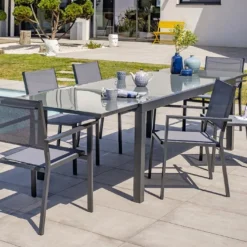 Table De Jardin Extensible Aluminium Et Verre Tolede 200/300 Cm -Jardelix Soldes Magasin table jardin extensible aluminium verre tolede 200 300 cm 5