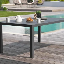 Table De Jardin Miami En Aluminium Gris Anthracite – 160 X 90 Cm -Jardelix Soldes Magasin table jardin miami aluminium gris anthracite 160cm