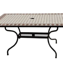 Table De Jardin Rectangulaire En Métal Et Mosaïque 160 X 90 Cm