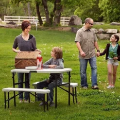 Table De Camping + 2 Bancs En PEHD Lifetime (107x 61x71cm) -Jardelix Soldes Magasin table jardin resine pliante 80352 5