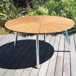 Table De Jardin Ronde En Bois De Teck Et Métal Ubud - Ø 150 Cm