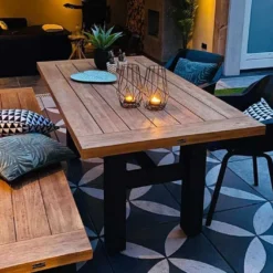 Table De Jardin Bois De Teck Et Aluminium Sophie Yasmani Teak 180 Cm -Jardelix Soldes Magasin table jardin teck sophie yasmani teak 180cm